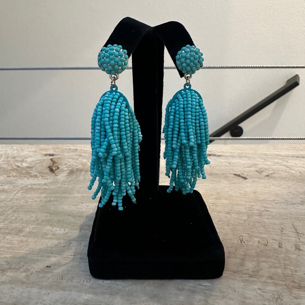 Target Xhilaration Turquoise Beaded Tassel Earrings Boho Statement